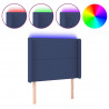 Cabecero con LED de tela azul 103x16x118/128 cm 2
