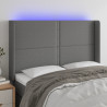 Cabecero con LED de tela gris oscuro 147x16x118/128 cm 1