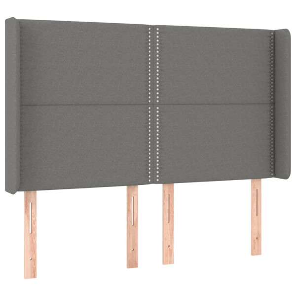 Cabeceira de cama c/ LED tecido 147x16x118/128 cm cinza-escuro M 3