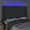 Cabeceira de cama c/ LED tecido 147x16x118/128 cm cinza-escuro 4