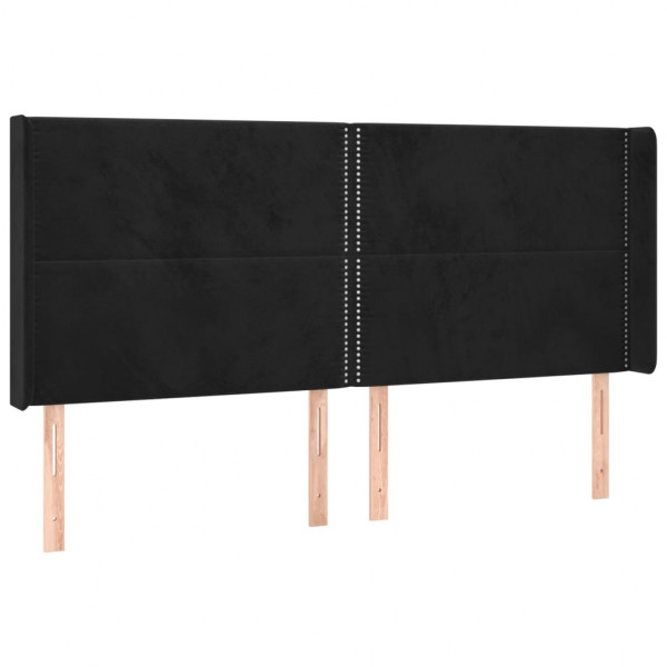Cabecero con LED de terciopelo negro 183x16x118/128 cm M 3