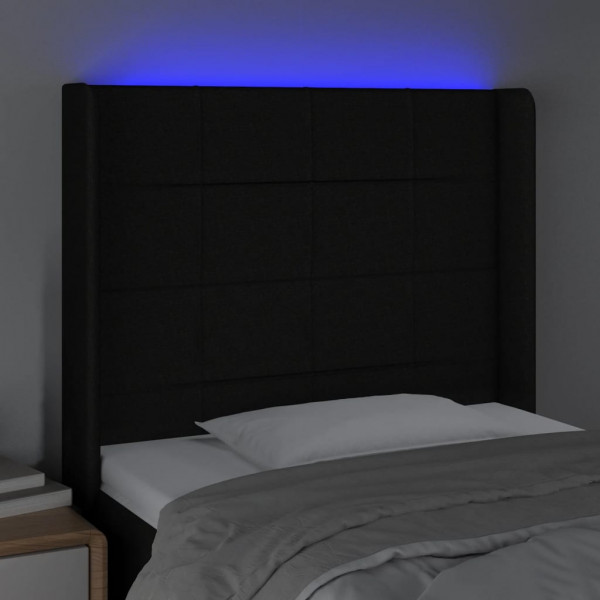 Cabecero con LED de tela negro 103x16x118/128 cm M 4