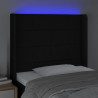 Cabeceira de cama c/ luzes LED tecido 103x16x118/128 cm preto 4