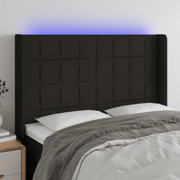 Cabecero con LED de tela negro 147x16x118/128 cm D