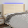 Cabecero con LED de tela color crema 163x16x118/128 cm 1