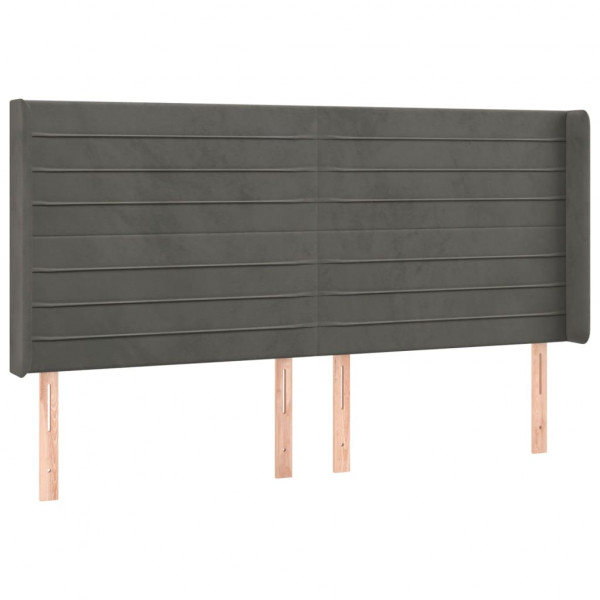 Cabeceira de cama c/ LED veludo 203x16x118/128 cm cinza-escuro M 3