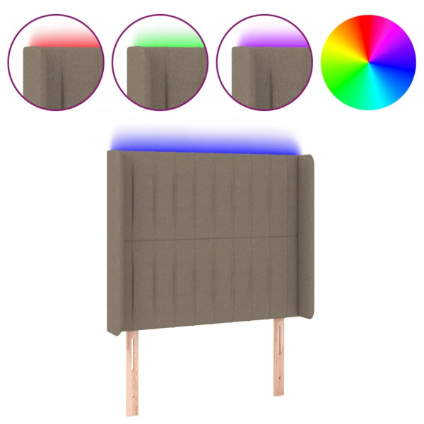 Cabecero con LED de tela gris taupe 103x16x118/128 cm M 2