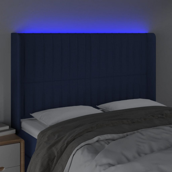 Cabecero con LED de tela azul 147x16x118/128 cm M 4