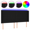Cabecero con LED de tela negro 163x16x118/128 cm 2