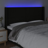Cabeceira de cama c/ luzes LED tecido 163x16x118/128 cm preto 4