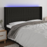 Cabeceira de cama c/ luzes LED tecido 203x16x118/128 cm preto 1