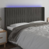 Cabeceira de cama c/ LED veludo 203x16x118/128 cm cinza-escuro 1