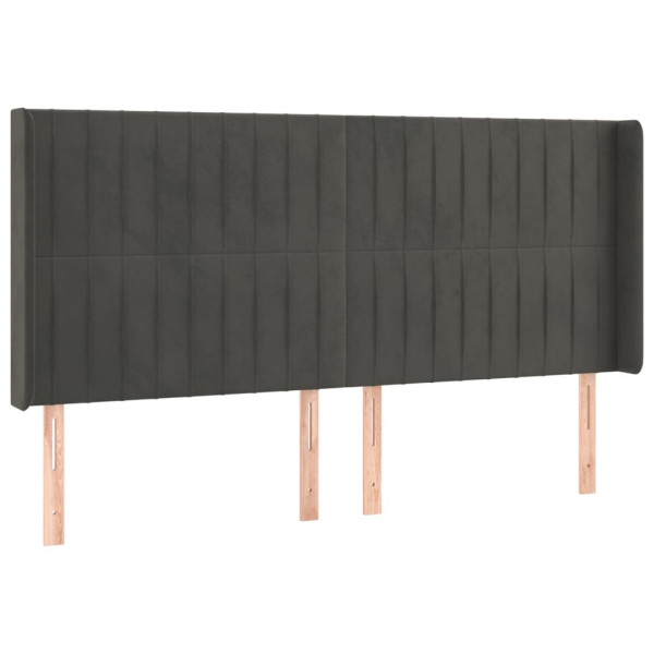 Cabecero con LED de terciopelo gris oscuro 203x16x118/128 cm M 3