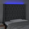 Cabecero con LED de tela gris oscuro103x16x118/128 cm 4