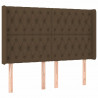 Cabeceira de cama c/ luzes LED tecido 147x16x118/128cm castanho 3