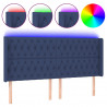 Cabecero con LED de tela azul 203x16x118/128 cm 2