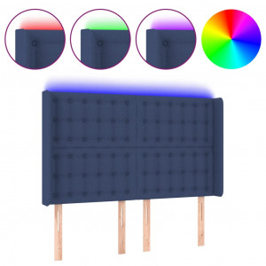 Cabecero con LED de tela azul 147x16x118/128 cm H