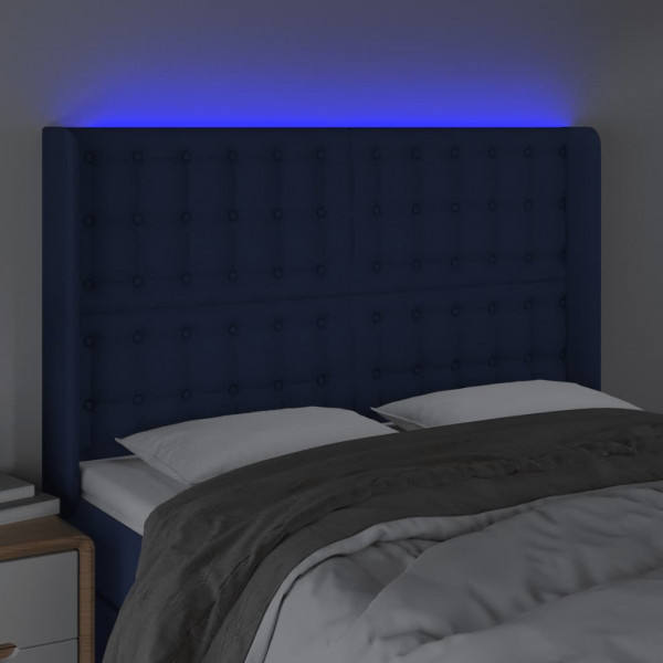 Cabecero con LED de tela azul 147x16x118/128 cm M 4