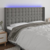 Cabecero con LED de tela gris oscuro 163x16x118/128 cm 1
