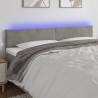 Cabeceira de cama c/luzes LED veludo 160x5x78/88 cm cinza-claro 1