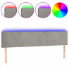 Cabeceira de cama c/luzes LED veludo 160x5x78/88 cm cinza-claro 2