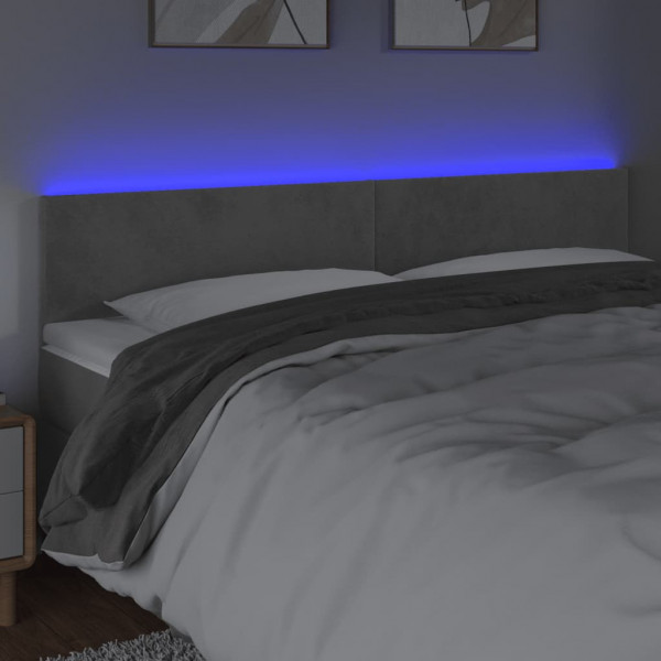 Cabecero con LED de terciopelo gris claro 160x5x78/88 cm M 3