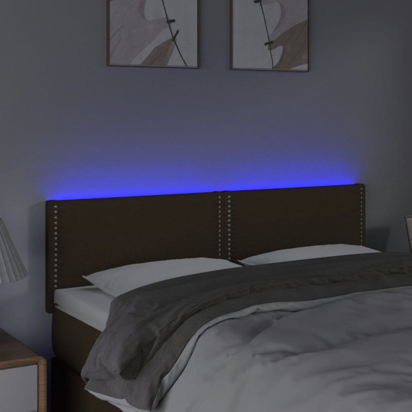 Cabecero con LED de tela marrón oscuro 144x5x78/88 cm M 3