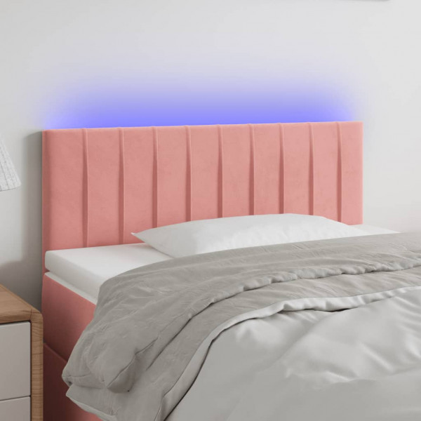 Cabecero con LED de terciopelo rosa 90x5x78/88 cm D