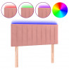 Cabecero con LED de terciopelo rosa 90x5x78/88 cm 2