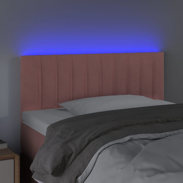 Cabeceira de cama c/ luzes LED veludo 90x5x78/88 cm rosa M 3