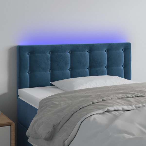 Cabecero con LED de terciopelo azul oscuro 80x5x78/88 cm D