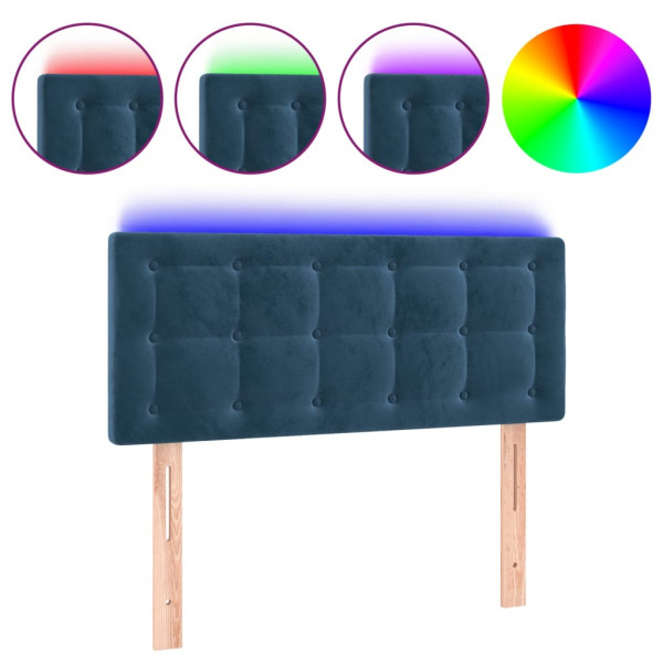 Cabeceira de cama c/ luzes LED veludo 80x5x78/88 cm azul-escuro M 2