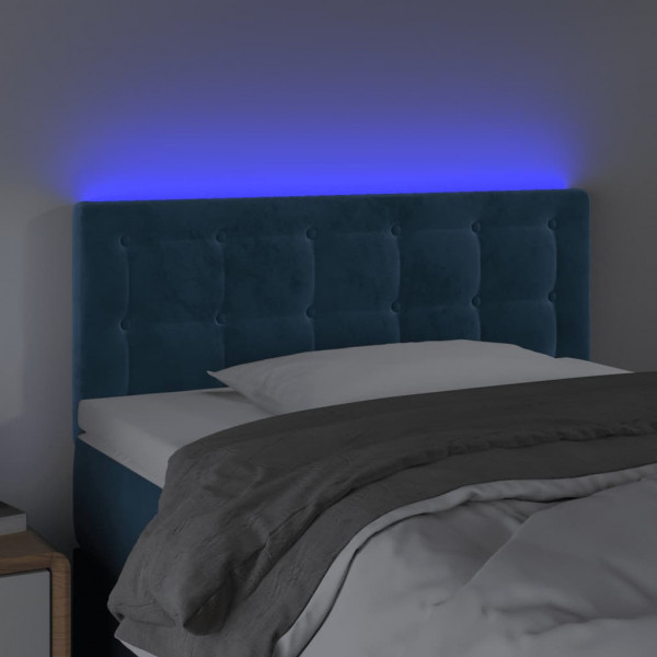 Cabeceira de cama c/ luzes LED veludo 80x5x78/88 cm azul-escuro M 3