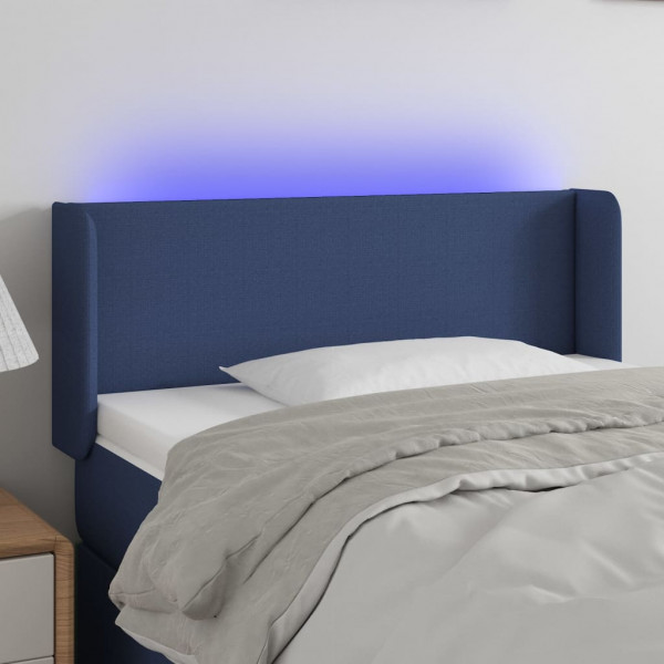 Cabecero con LED de tela azul 93x16x78/88 cm D