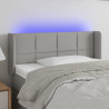 Cabeceira de cama c/ luzes LED tecido 93x16x78/88cm cinza-claro 1