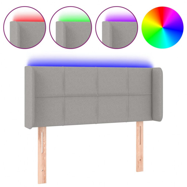 Cabecero con LED de tela gris claro 93x16x78/88 cm M 2