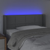 Cabeceira de cama c/ luzes LED tecido 93x16x78/88cm cinza-claro 4