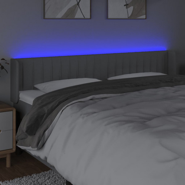 Cabecero con LED de tela gris claro 183x16x78/88 cm M 4