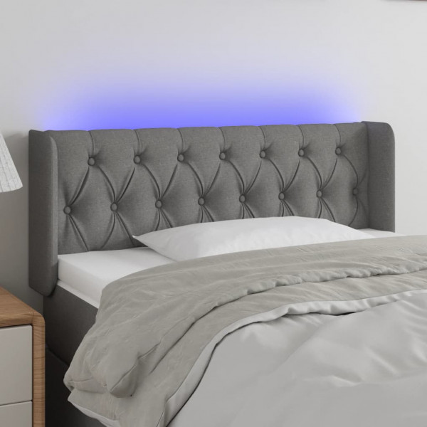 Cabecero con luces LED de tela gris oscuro 93x16x78/88 cm D