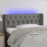 Cabeceira cama c/ luzes LED tecido 93x16x78/88cm cinza-escuro 1