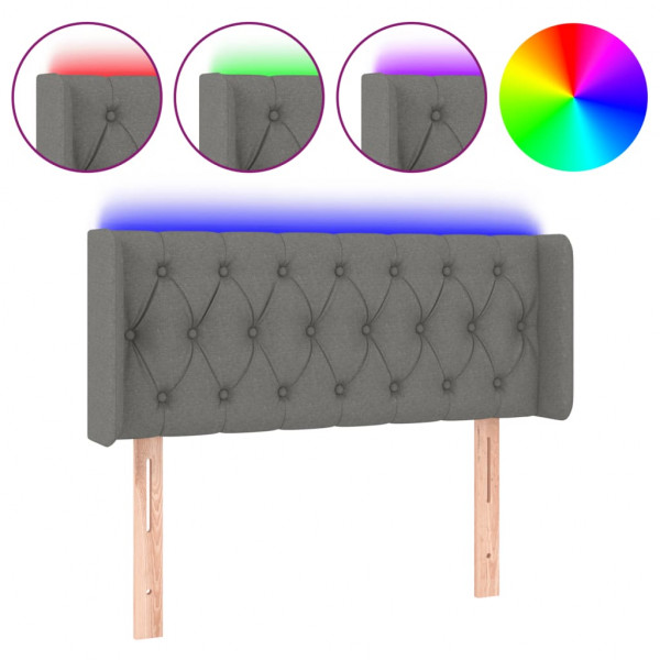 Cabeceira cama c/ luzes LED tecido 93x16x78/88cm cinza-escuro M 2