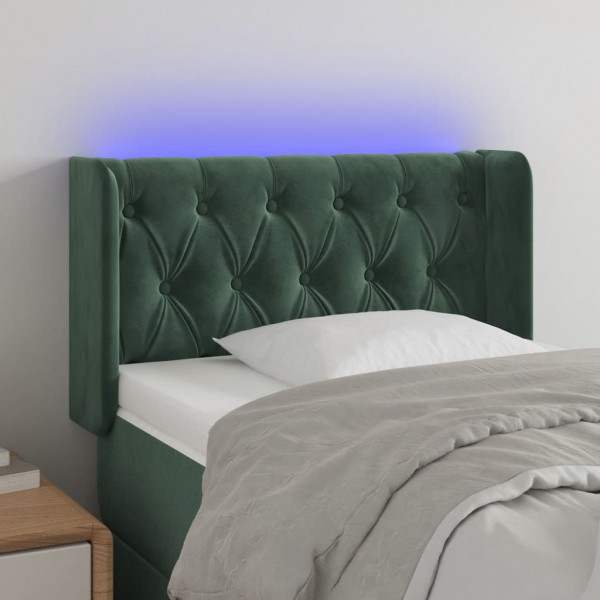Cabecero con LED de terciopelo verde oscuro 83x16x78/88 cm D