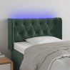 Cabeceira cama c/ luzes LED veludo 83x16x78/88 cm verde-escuro 1