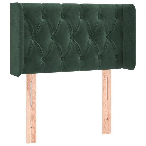 Cabeceira cama c/ luzes LED veludo 83x16x78/88 cm verde-escuro M 3