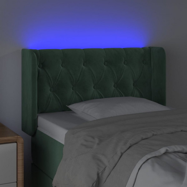 Cabecero con LED de terciopelo verde oscuro 83x16x78/88 cm M 4