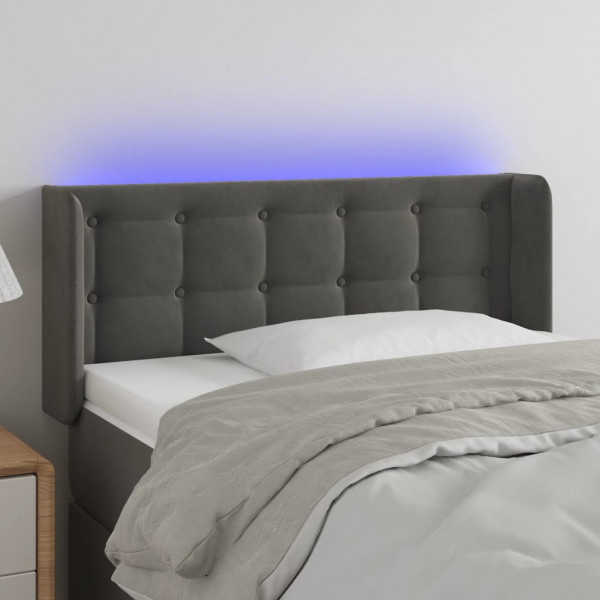 Cabecero con LED de terciopelo gris oscuro 83x16x78/88 cm D