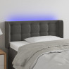 Cabeceira cama c/ luzes LED veludo 83x16x78/88cm cinza-escuro 1