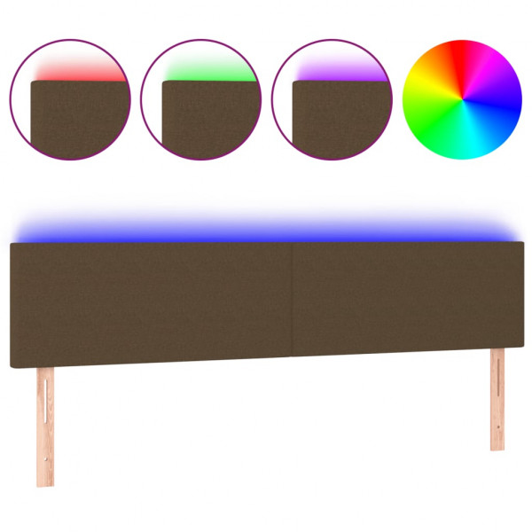 Cabecero con LED de tela marrón oscuro 160x5x78/88 cm M 2