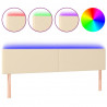 Cabeceira de cama c/ luzes LED tecido 160x5x78/88 cm cor creme 2