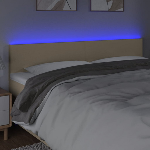 Cabeceira de cama c/ luzes LED tecido 160x5x78/88 cm cor creme M 3